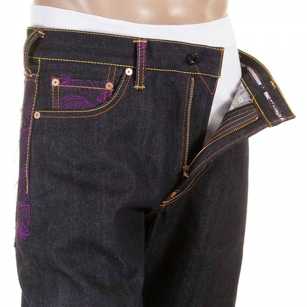 Violet Vintage Cut Design Dark Indigo Raw Denim Jeans