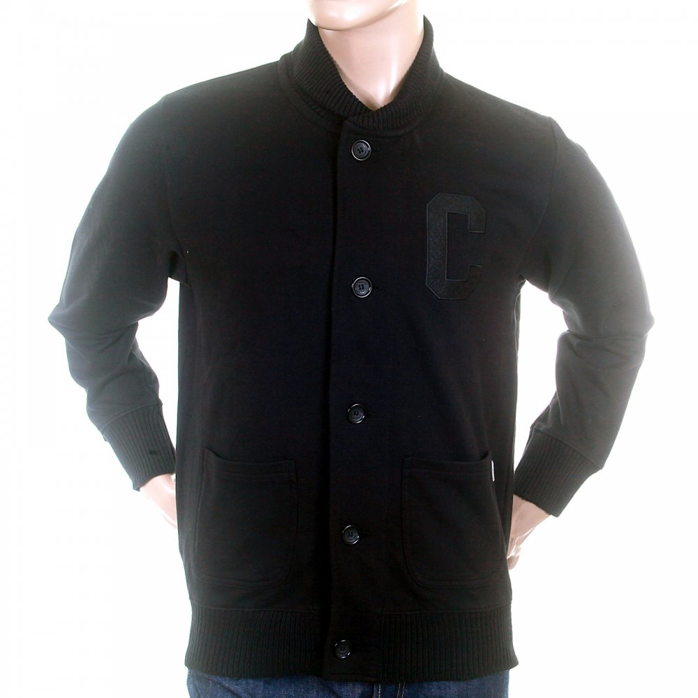 Mens Black Shawl Collar Regular Fit Sweatshirt Jacket