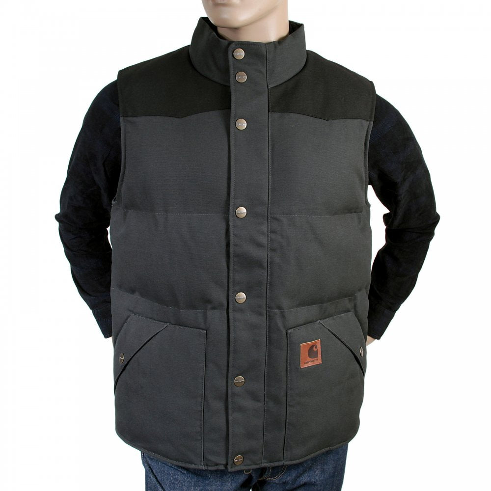 Asphalt Grey with Black Rigid Zip Front Douglas Regular Fit Padded Gilet