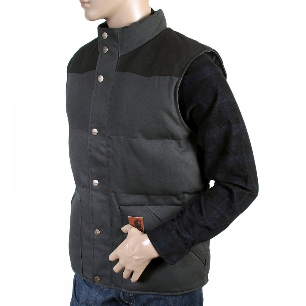 Asphalt Grey with Black Rigid Zip Front Douglas Regular Fit Padded Gilet