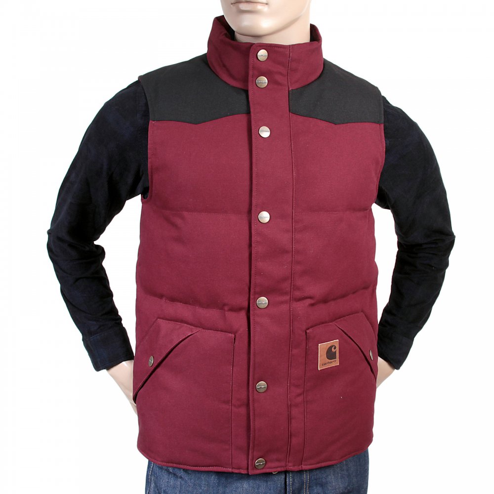 Cranberry with Black Rigid Zip Front Regular Fit Padded Gilet