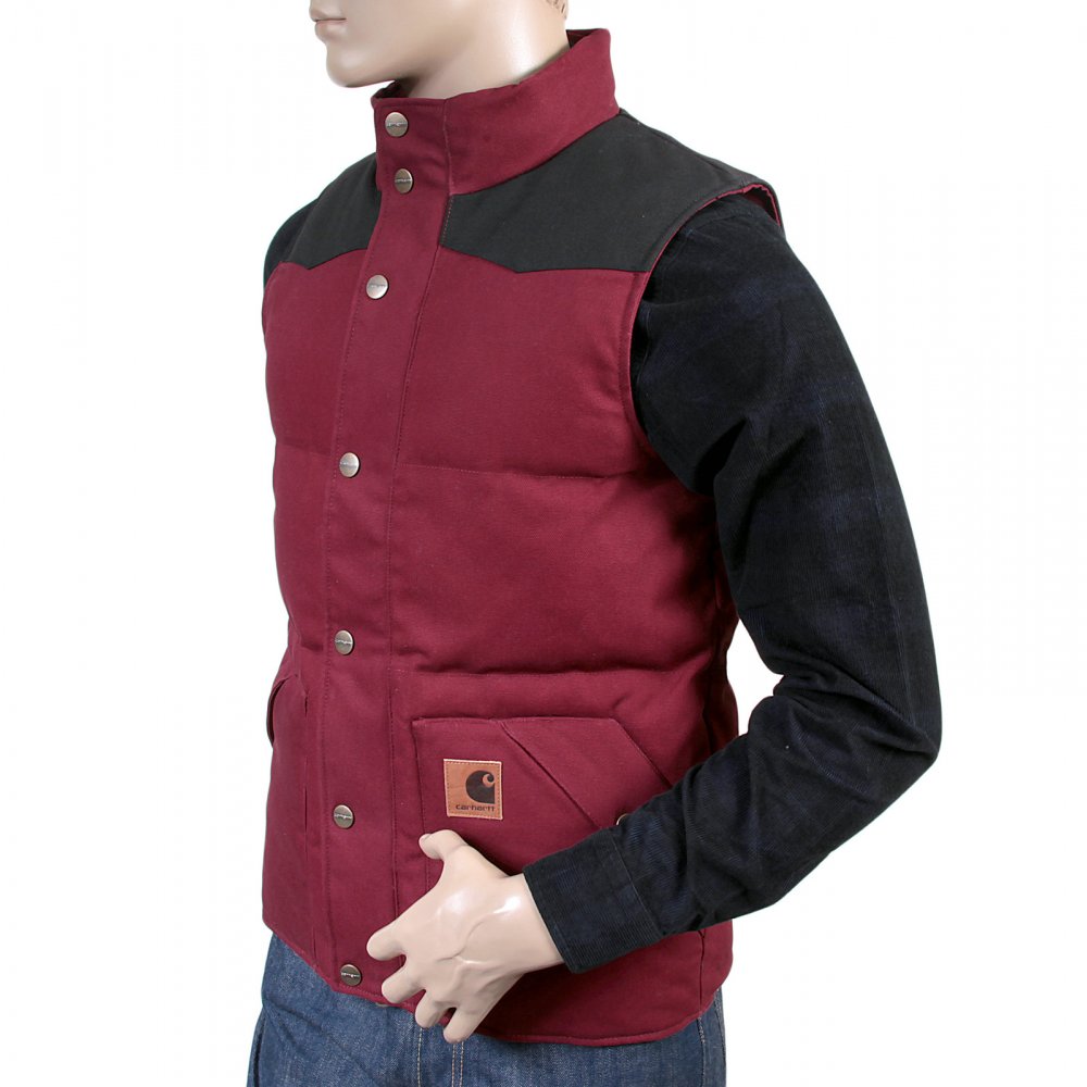 Cranberry with Black Rigid Zip Front Regular Fit Padded Gilet