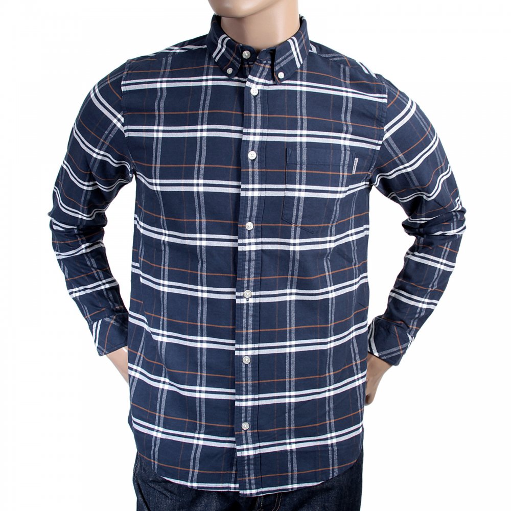 Blue Check Douglas Brushed Cotton Long Sleeve Regular Fit Shirt