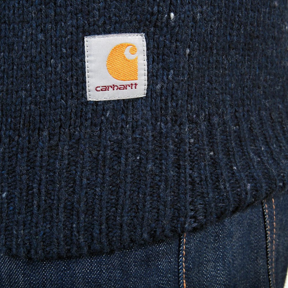 Navy Heather Wool Mix Regular Fit Crew Neck Sweater