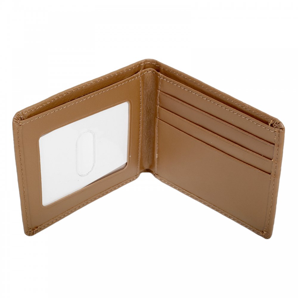 Brown Leather Bill Fold and Credit Card Wallet with ID