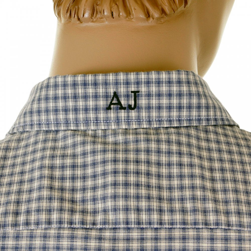 Blue and cream Long sleeve checked shirt