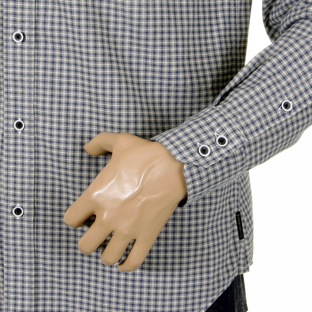 Blue and cream Long sleeve checked shirt