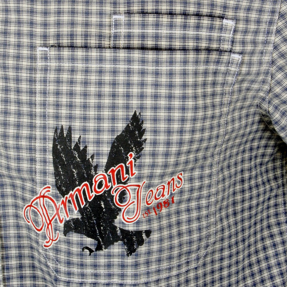 Blue and cream Long sleeve checked shirt