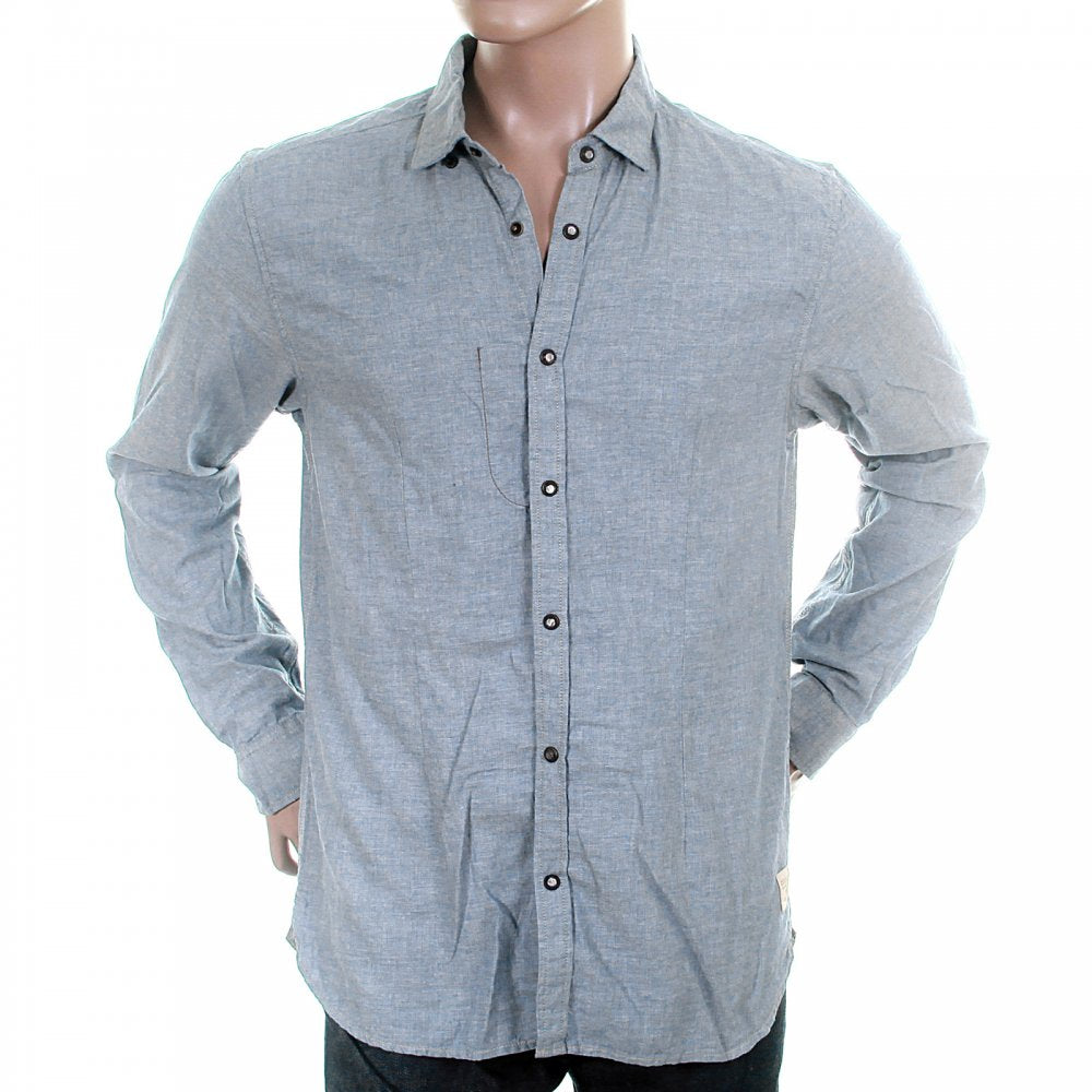 Blue Soft Cotton Long Sleeve Regular Fit Button Down Soft Collar Shirt