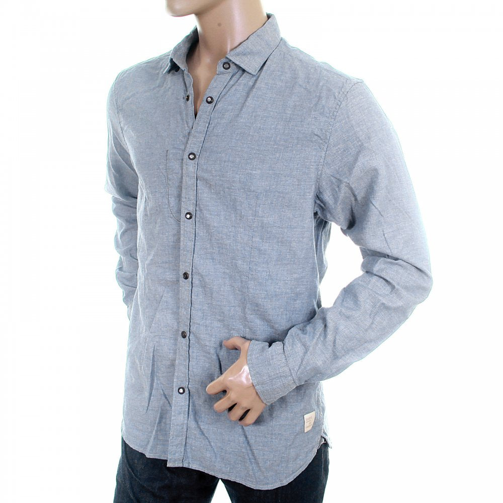 Blue Soft Cotton Long Sleeve Regular Fit Button Down Soft Collar Shirt