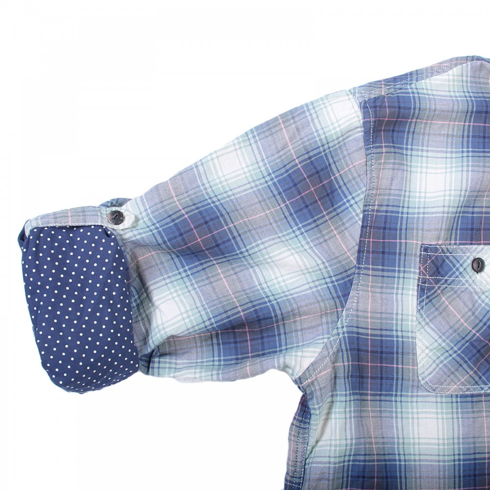 Mens Blue and Mint Green Bond Check Long Sleeve Regular Fit Cotton Shirt