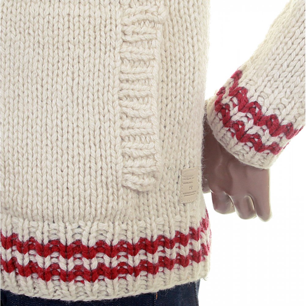 Shetland Wool Ecru Full Zip Front Cardigan Chunky Knitwear