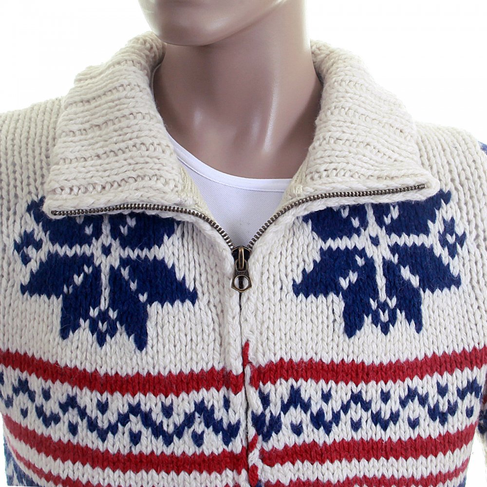 Shetland Wool Ecru Full Zip Front Cardigan Chunky Knitwear