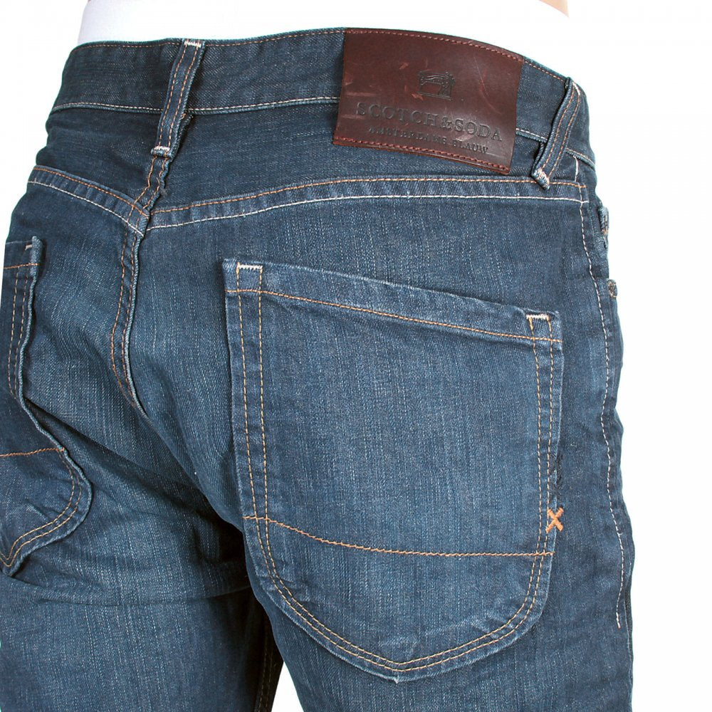 Dean Blue Washed Tapered Button Fly Loose Fit Denim Jeans