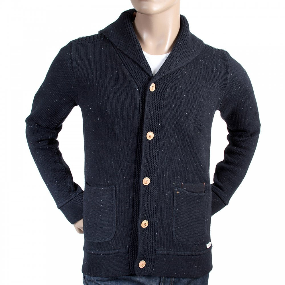 Navy Recycled Denim Knitted Cotton Mix Regular Fit Cardigan