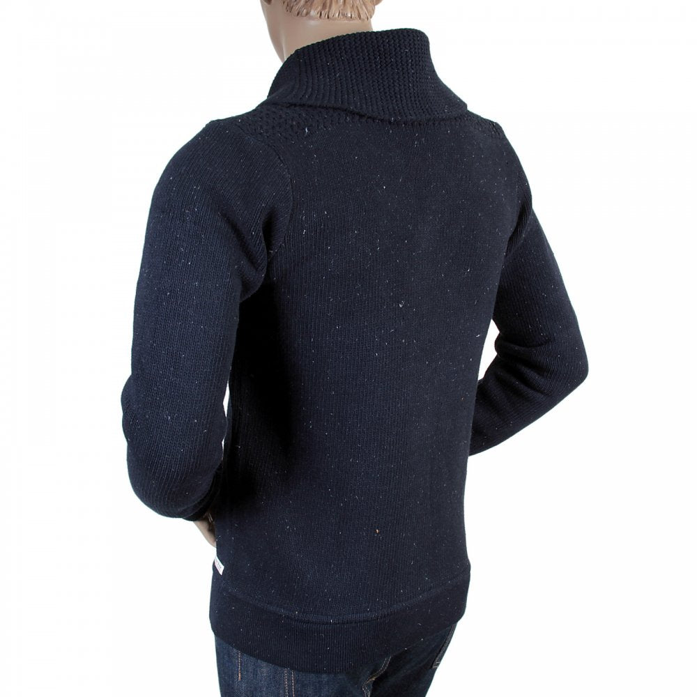 Navy Recycled Denim Knitted Cotton Mix Regular Fit Cardigan