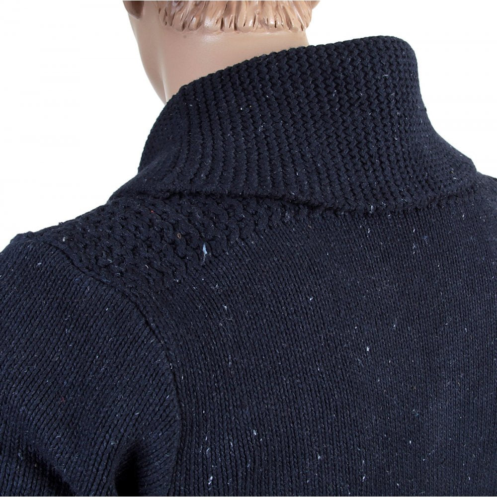 Navy Recycled Denim Knitted Cotton Mix Regular Fit Cardigan