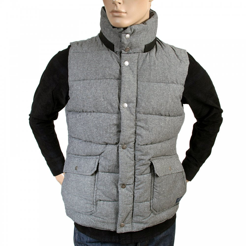 Zipped Grey Blue Marl Regular Fit Padded Gilet