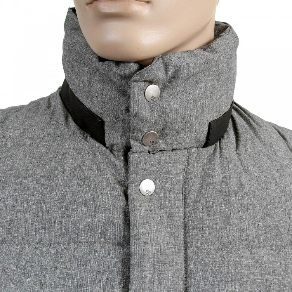 Zipped Grey Blue Marl Regular Fit Padded Gilet