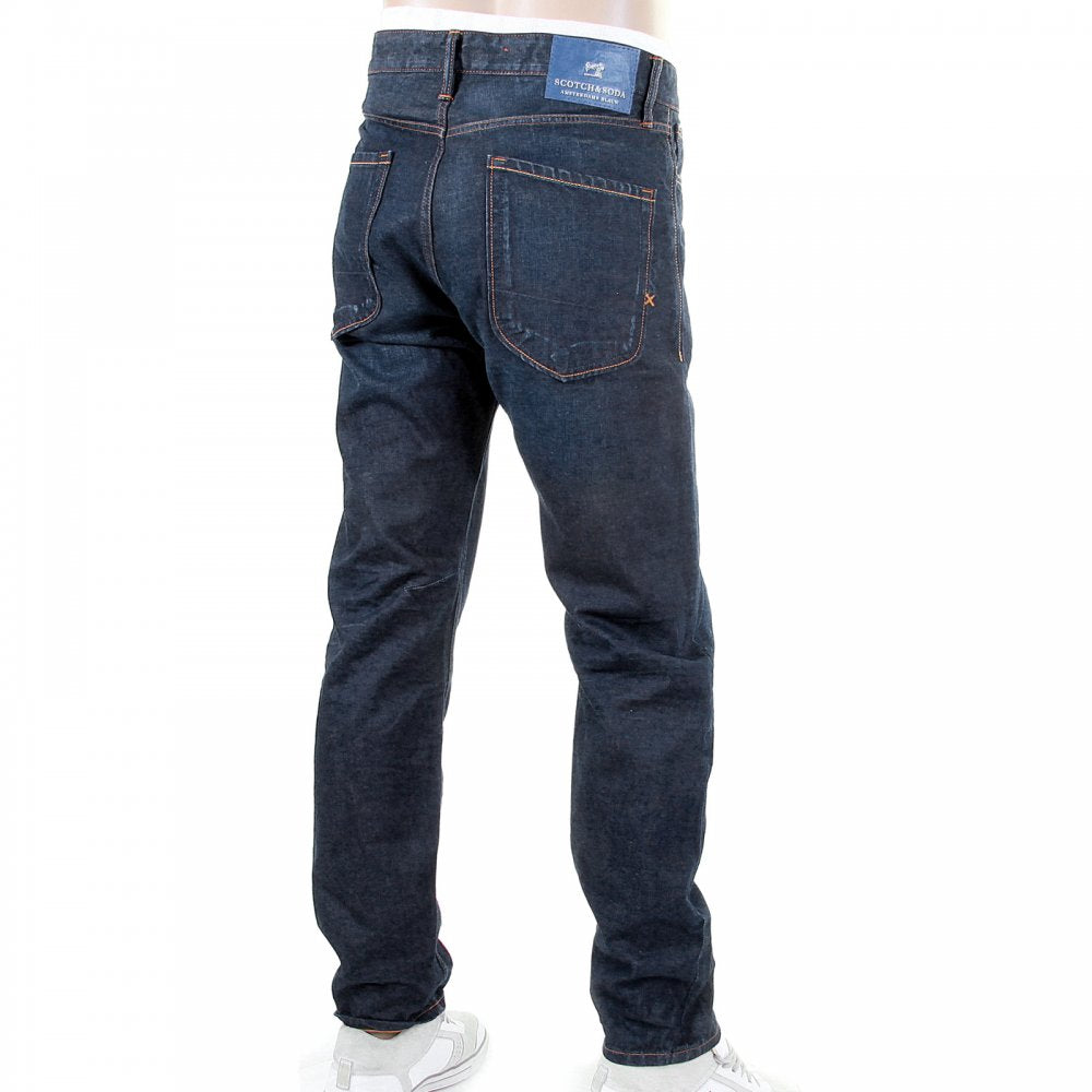 Dean Dark Indigo Washed Tapered Loose Fit Denim Jeans