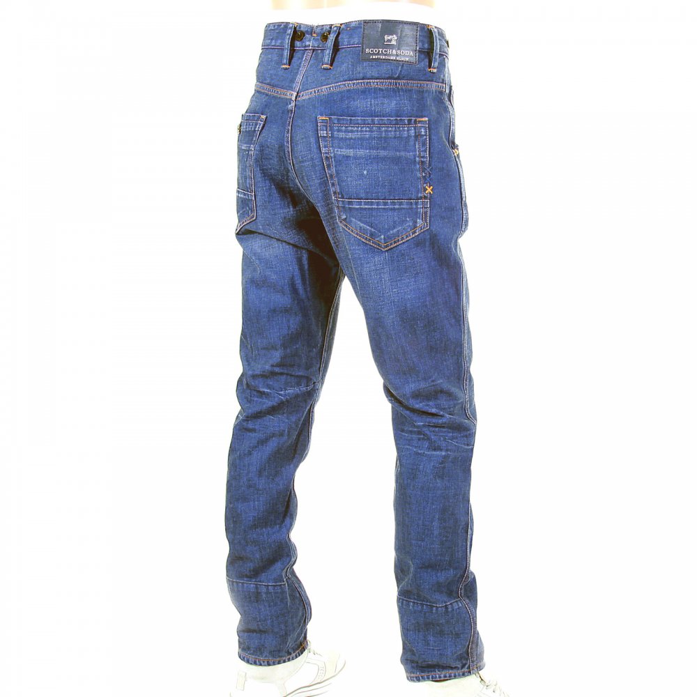 Brewer Mid Blue Washed Tapered Anti Fit Denim Jeans with Detachable Braces