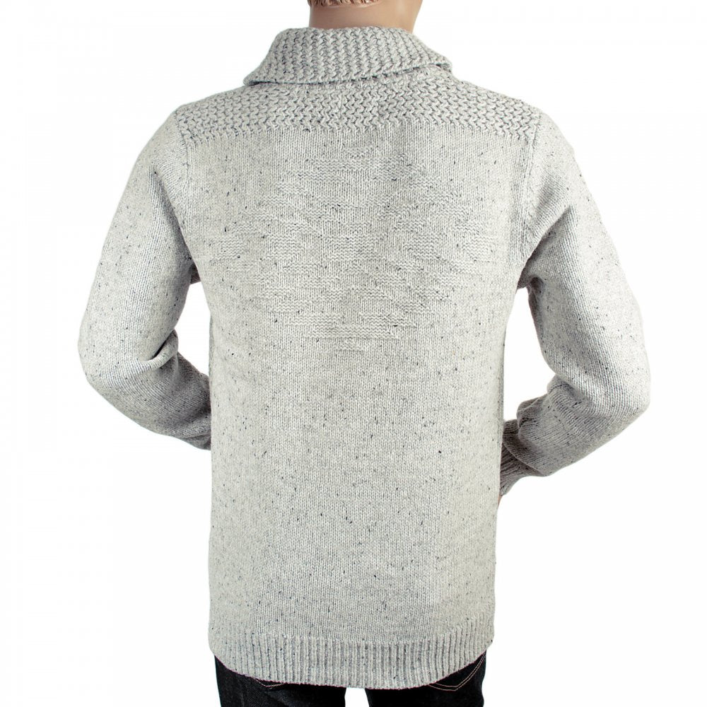 Light Grey Marl Lambswool Mix Shawl Collar Regular Fit Jumper