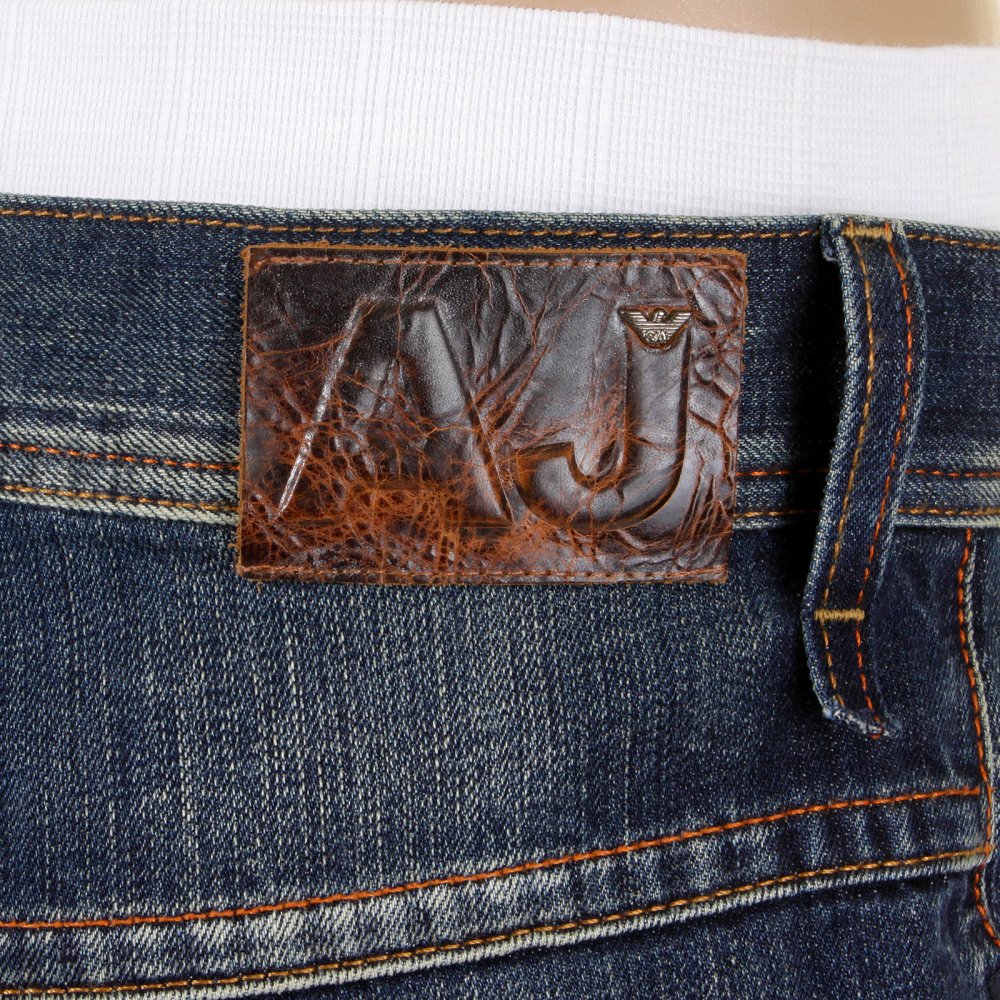 Dark Stonewash Regular Fit Low Waist Straight Leg Denim Jeans