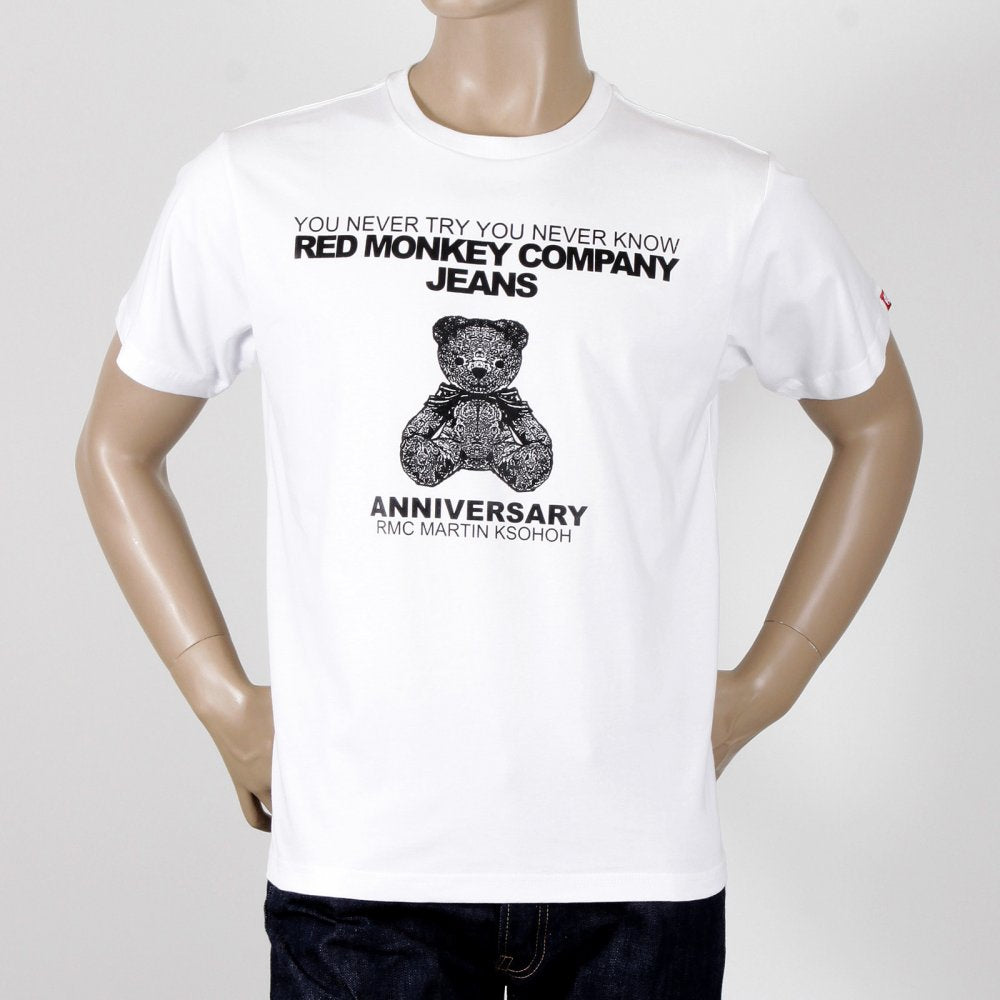 Teddy Bear White Crew Neck Short Sleeve Regular Fit T-Shirt