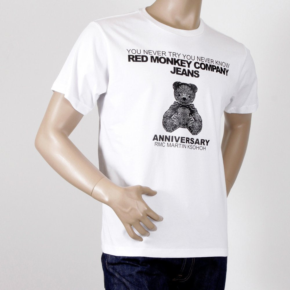Teddy Bear White Crew Neck Short Sleeve Regular Fit T-Shirt