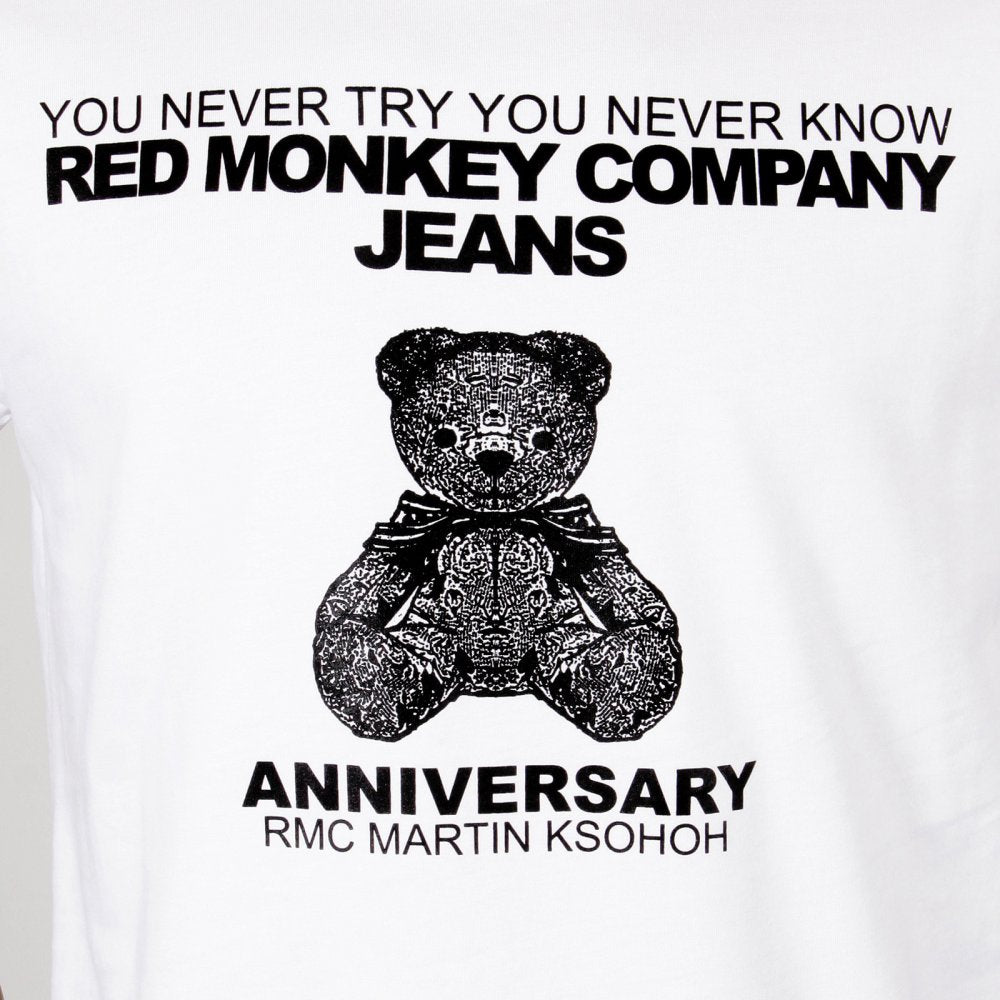 Teddy Bear White Crew Neck Short Sleeve Regular Fit T-Shirt