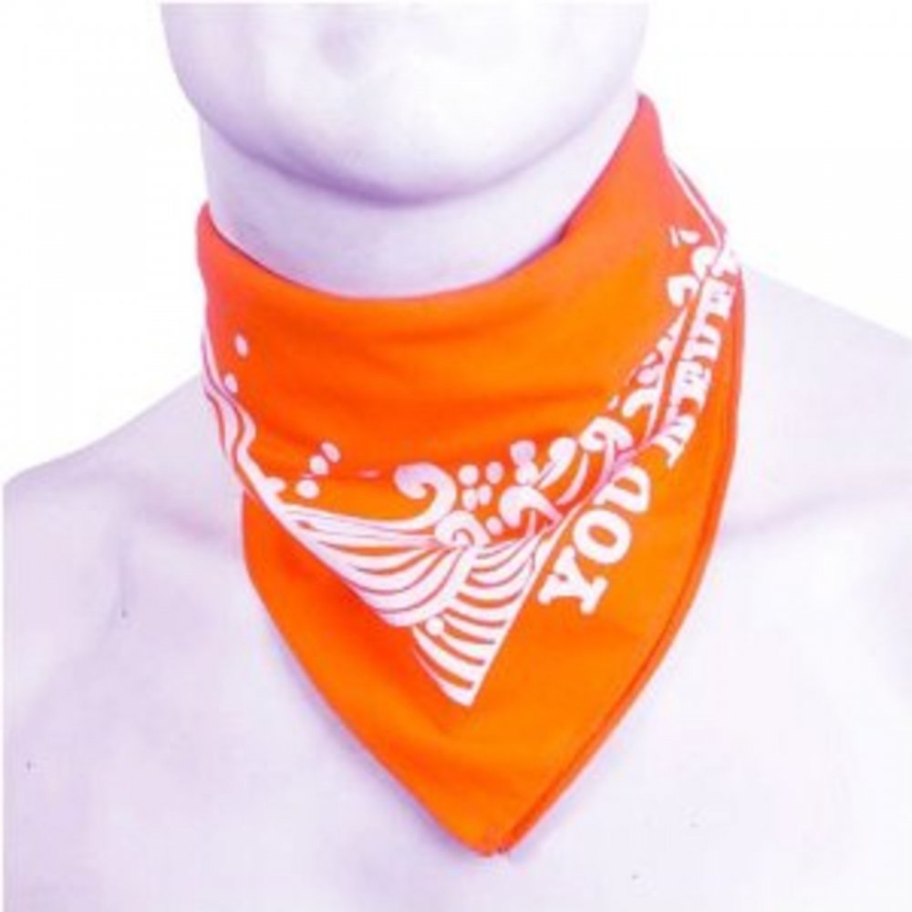 Cotton Orange bandana with printed signature