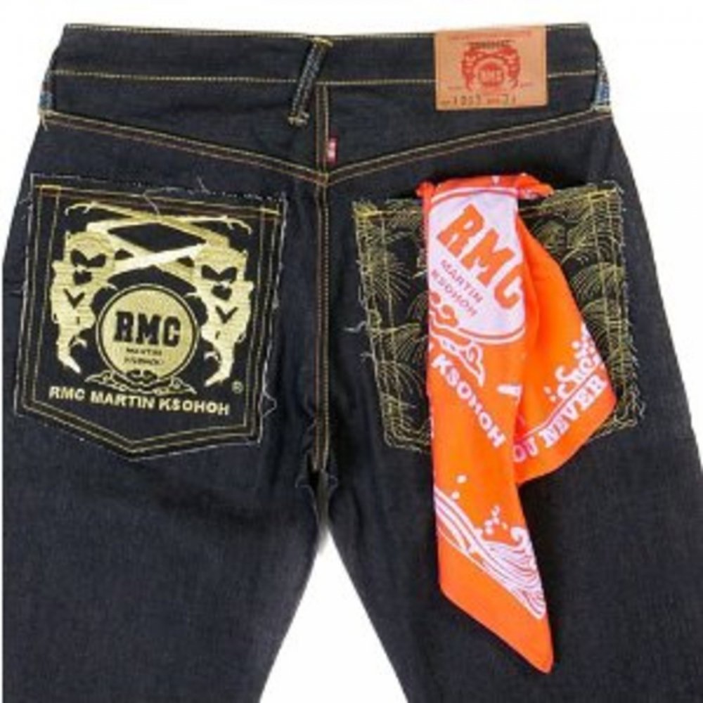 Cotton Orange bandana with printed signature