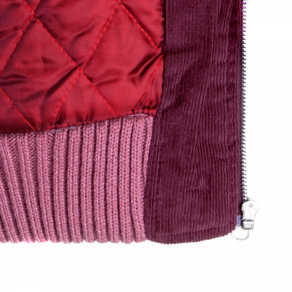 Claret cord and plather jacket with corded body variegated sleeves