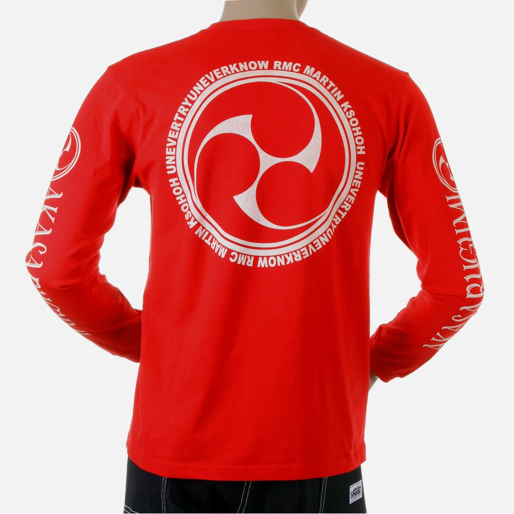 Red crew neck long sleeve regular fit t-shirt