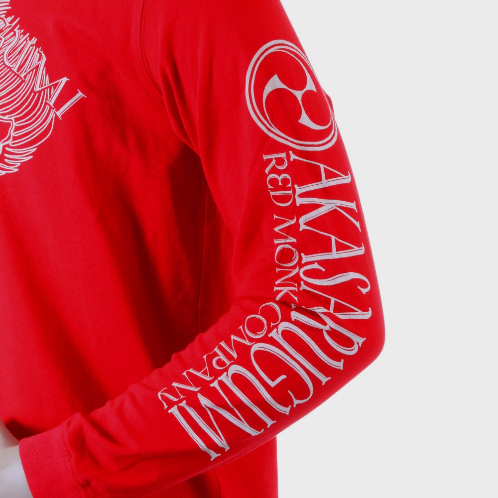 Red crew neck long sleeve regular fit t-shirt