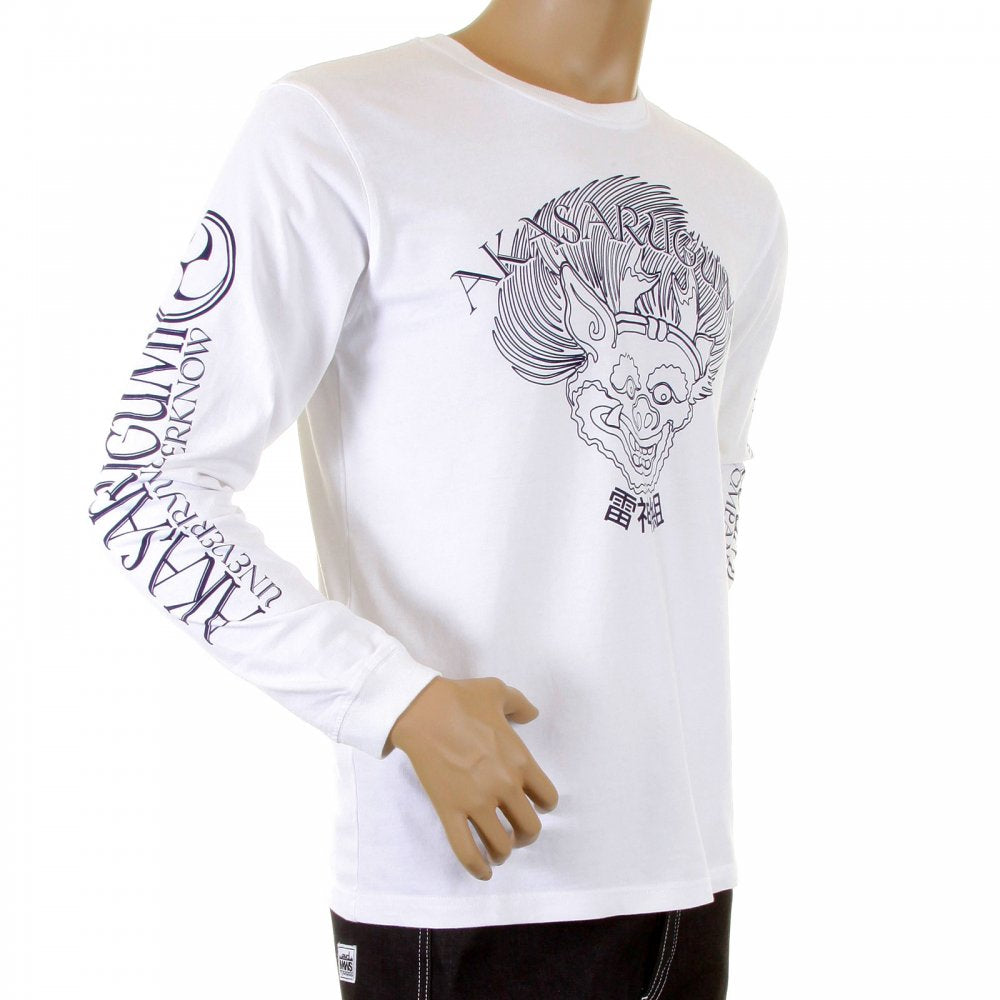 White crew neck long sleeve regular fit t-shirt
