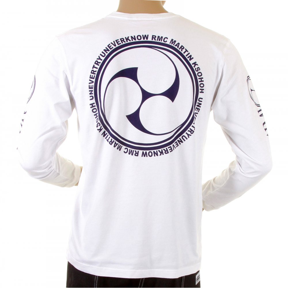 White crew neck long sleeve regular fit t-shirt
