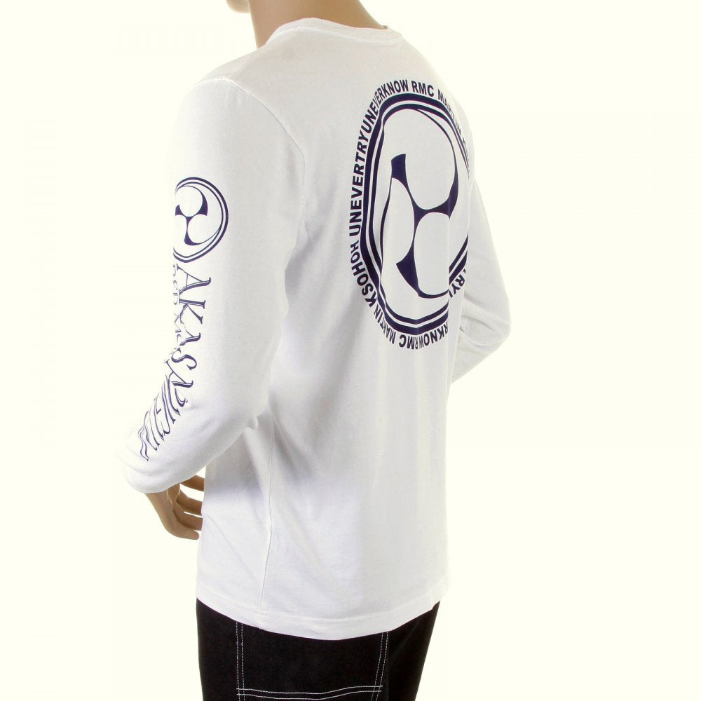 White crew neck long sleeve regular fit t-shirt