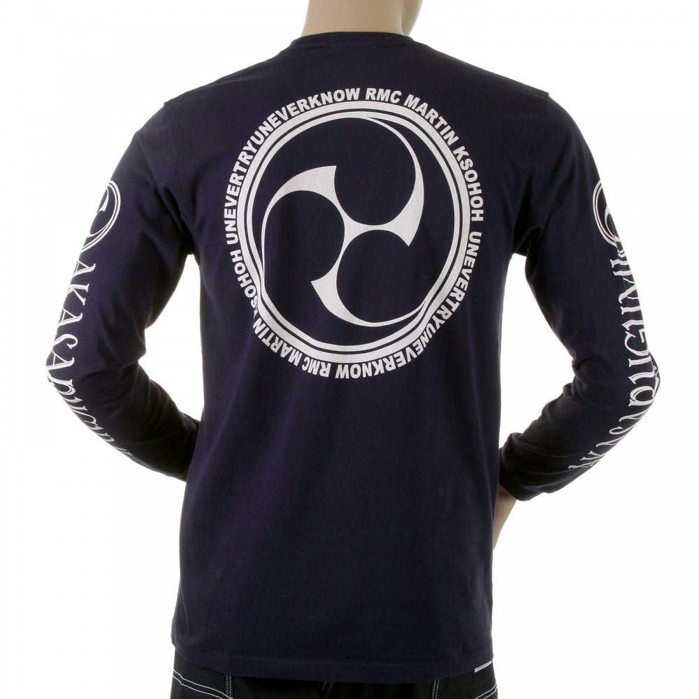 Mens Navy crew neck long sleeve regular fit t-shirt
