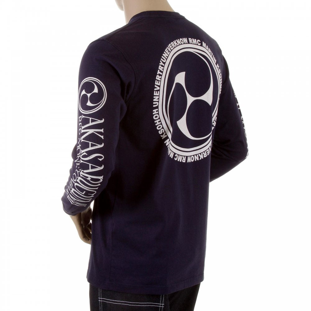 Mens Navy crew neck long sleeve regular fit t-shirt