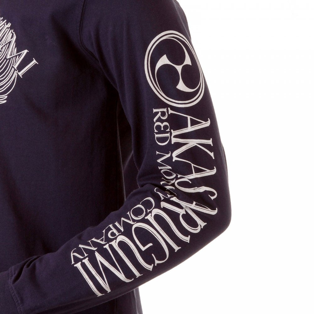 Mens Navy crew neck long sleeve regular fit t-shirt