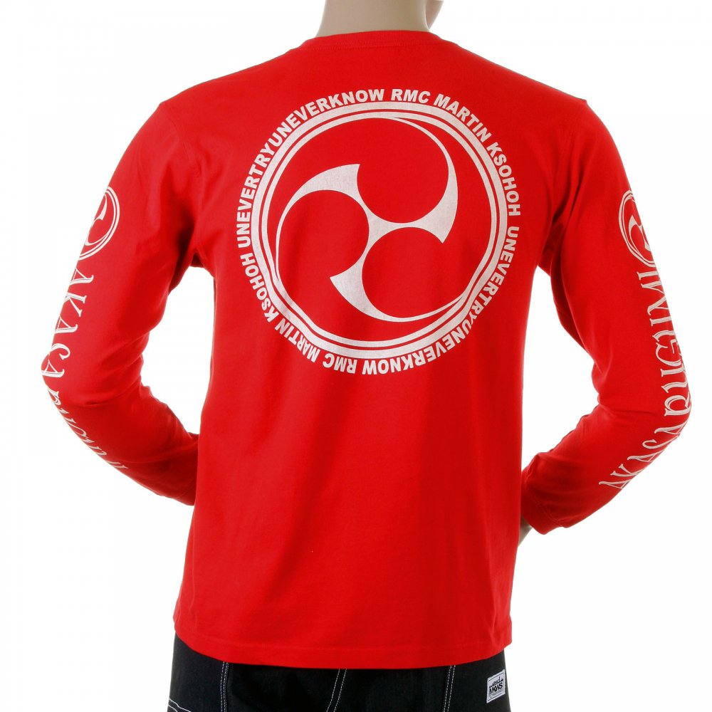 Red crew neck long sleeve regular fit t-shirt