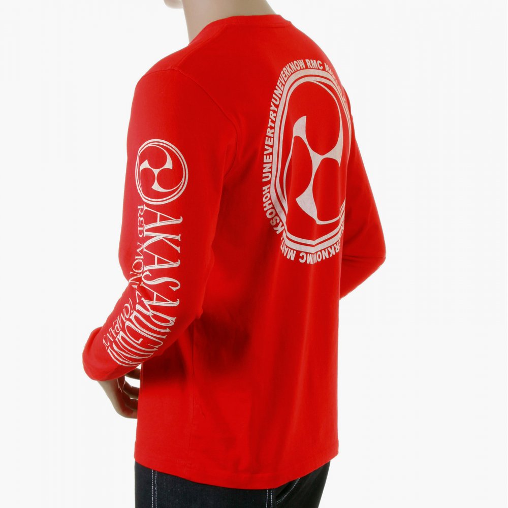 Red crew neck long sleeve regular fit t-shirt