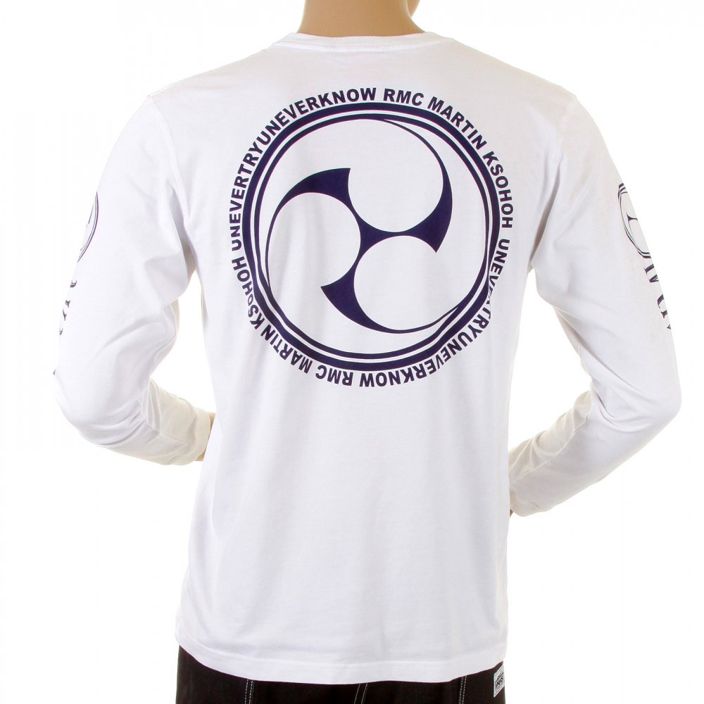 White crew neck long sleeve regular fit t-shirt