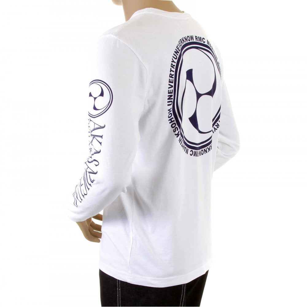 White crew neck long sleeve regular fit t-shirt