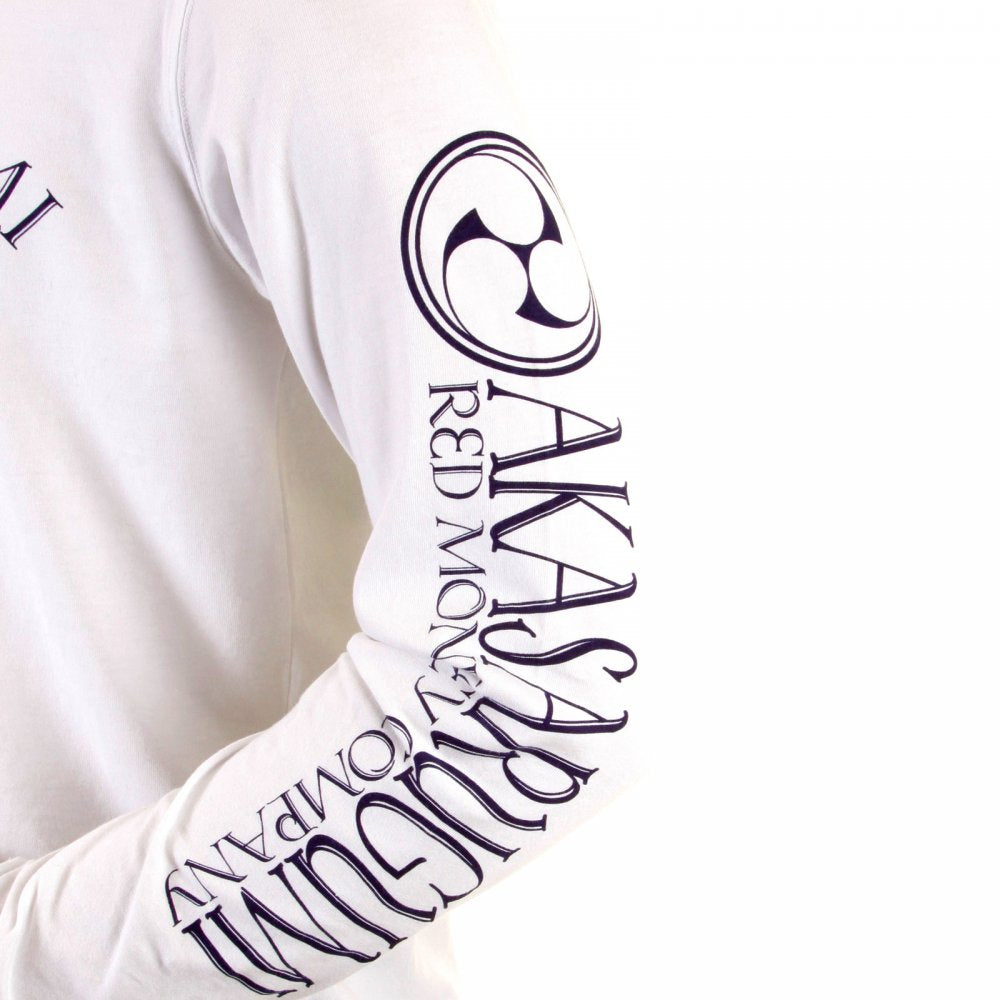 White crew neck long sleeve regular fit t-shirt