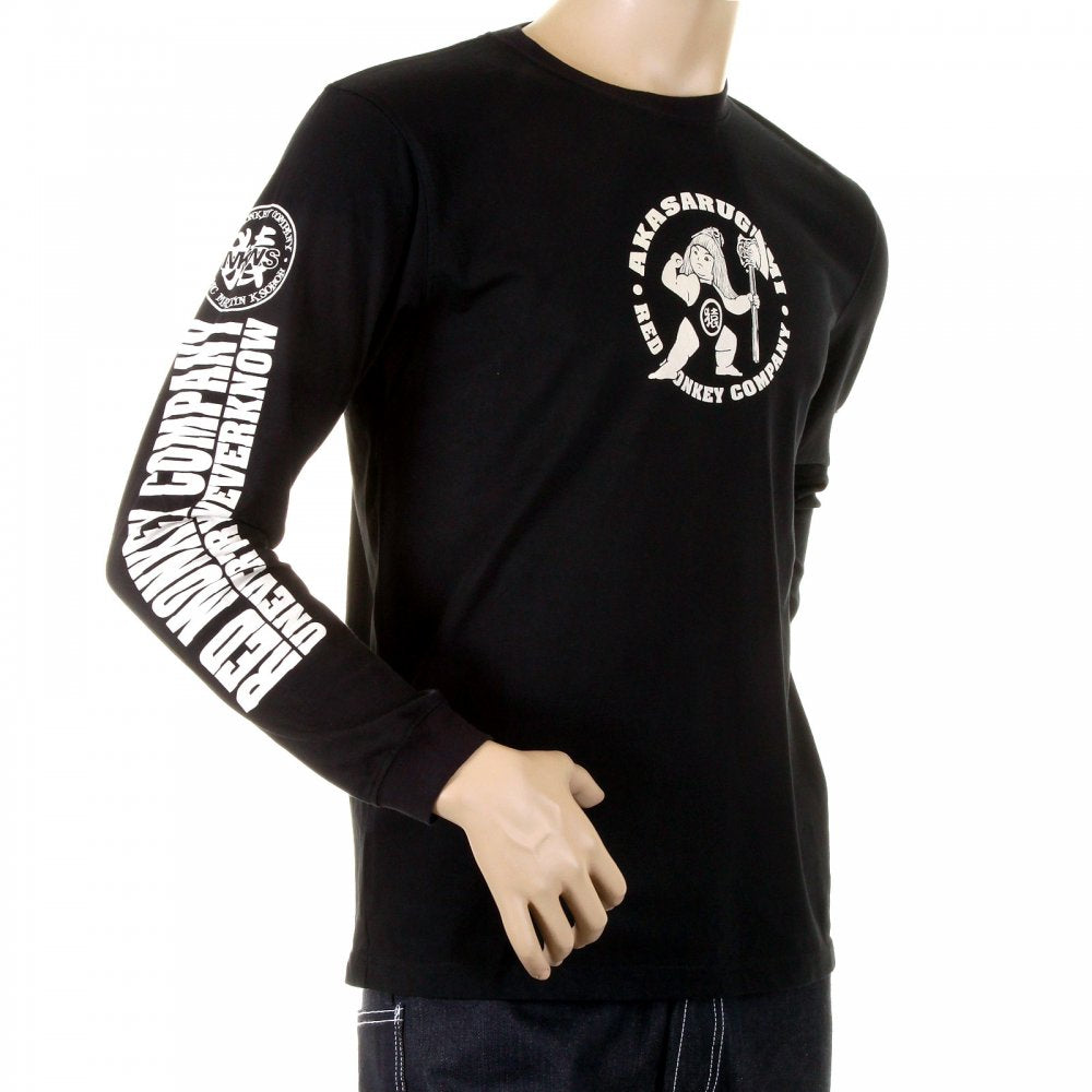 Black crew neck long sleeve regular fit t-shirt