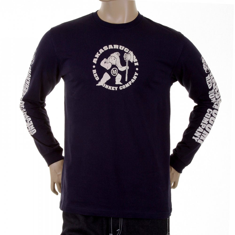 Navy crew neck long sleeve regular fit t-shirt