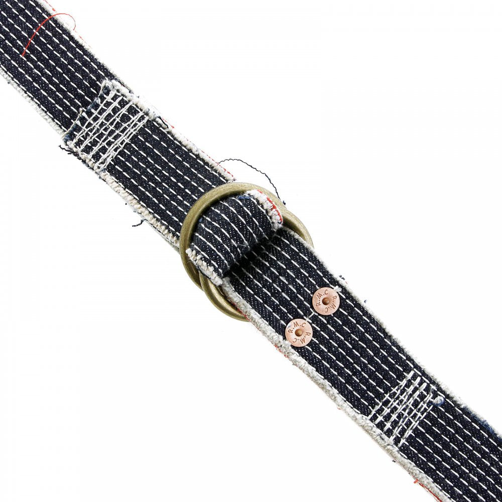 White embroidered denim belt