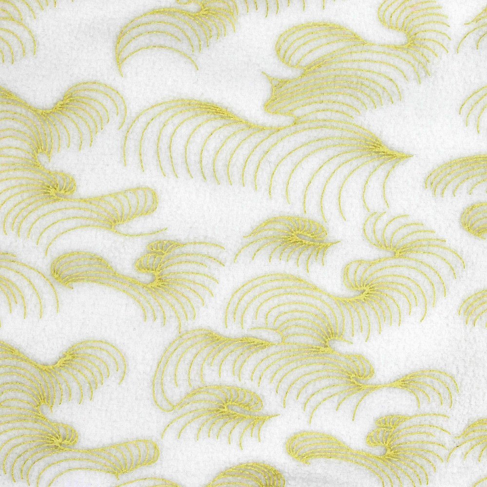 Off White Fleece Neck Warmer Snood Scarf with Tsunami Wave Embroidery
